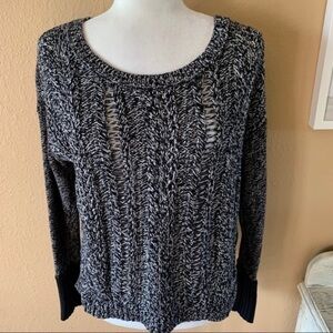 NWOT AEO Black & White Cable Knit Sweater